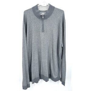 Tommy Bahama XXLT Gray Islandzone Cotton Blend 1/4 Zip Long Sleeve Shirt